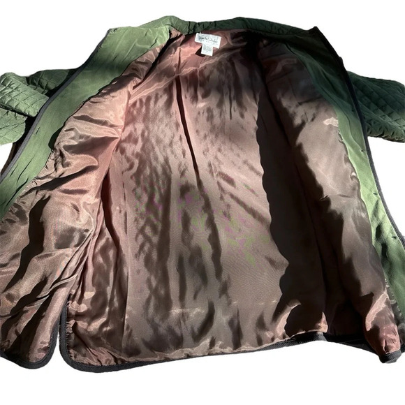 Diane Von Furstenberg Vintage Silk Assets Quilted Jacket Coat Green Medium Vtg - Picture 6 of 11
